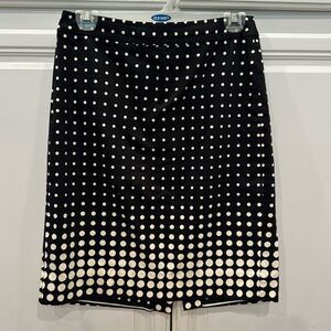 J Crew The Pencil skirt black with white polka dots size 2